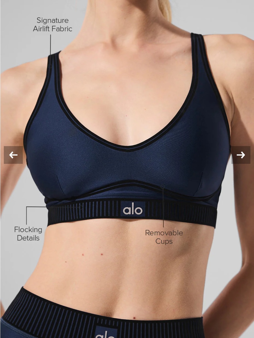 ALO Yoga Navy Airlift Line up Bra